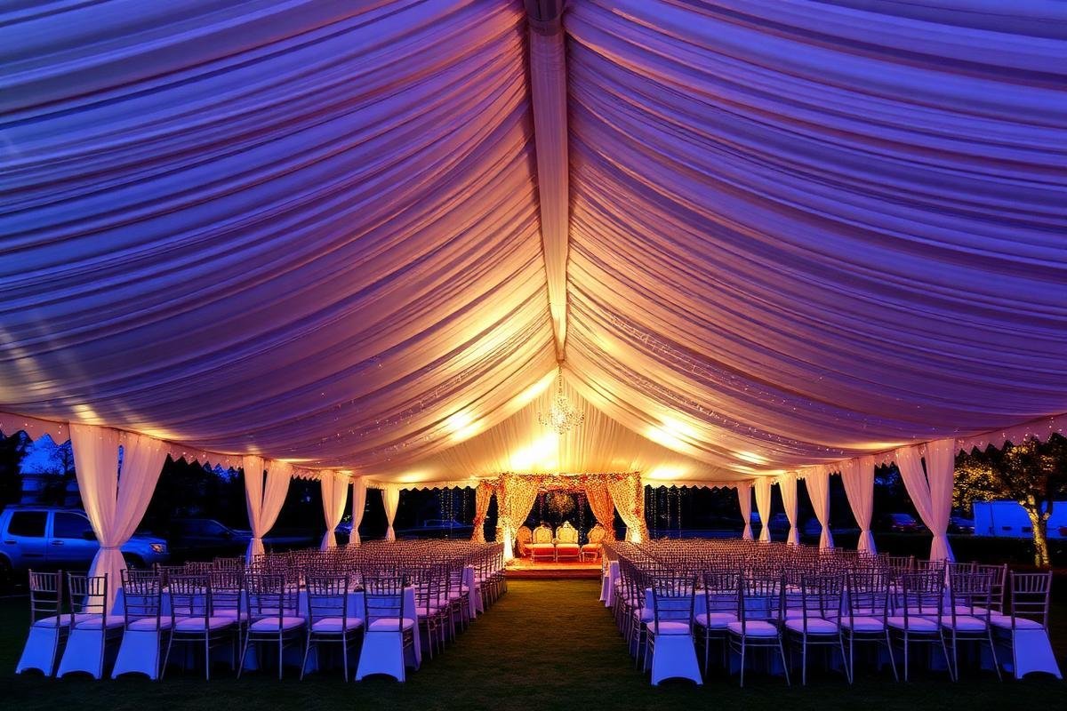Shamiana setup for open-air celebration
